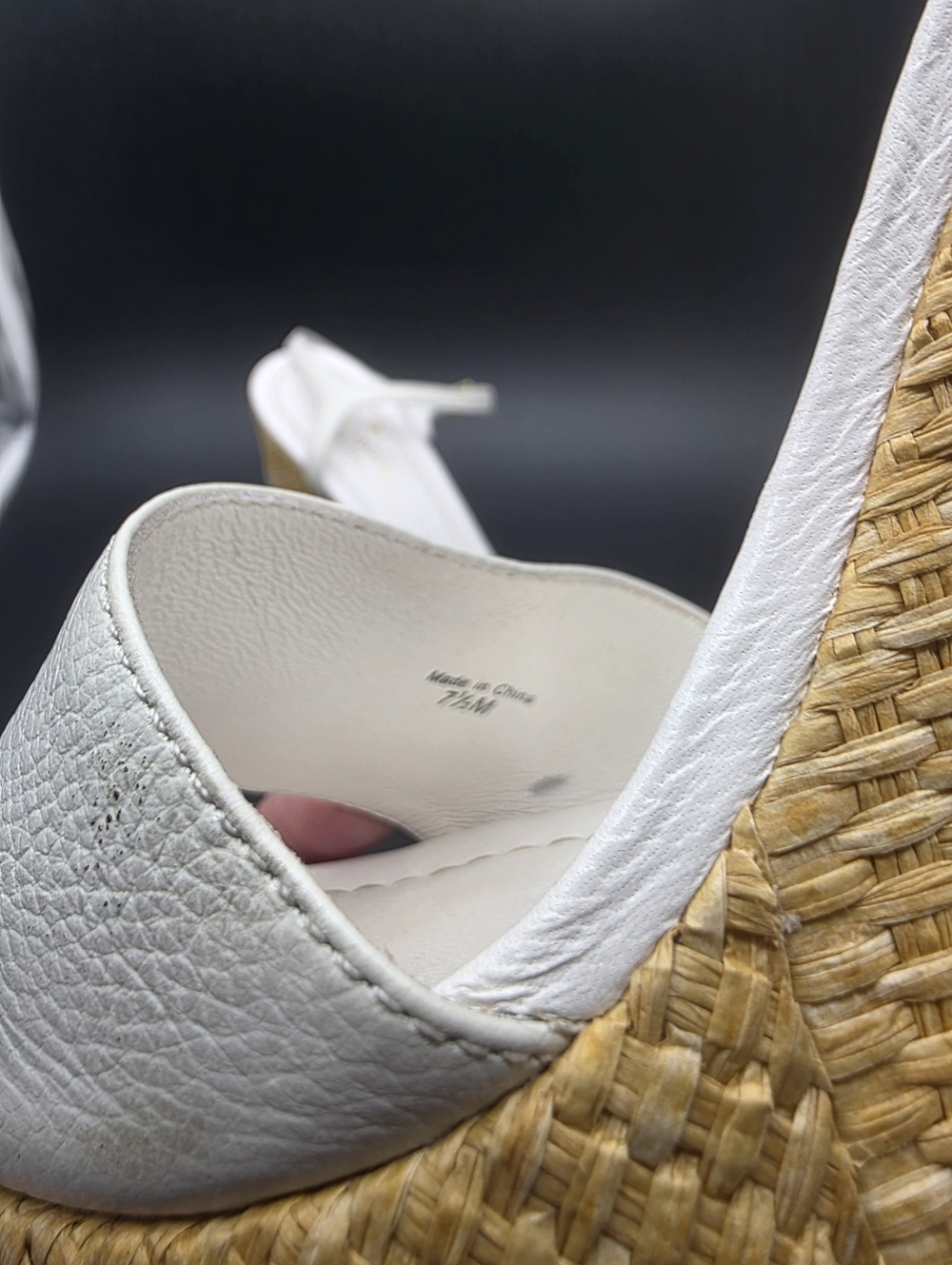 RARE Kate Spade White Leather Woven Ankle Strap Floral Wedges Size 7.5M $129 - Picture 7 of 8